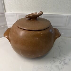 Vintage Frankoma Pottery Bean Pot With lid # 4W Plainsman Brown Casserole